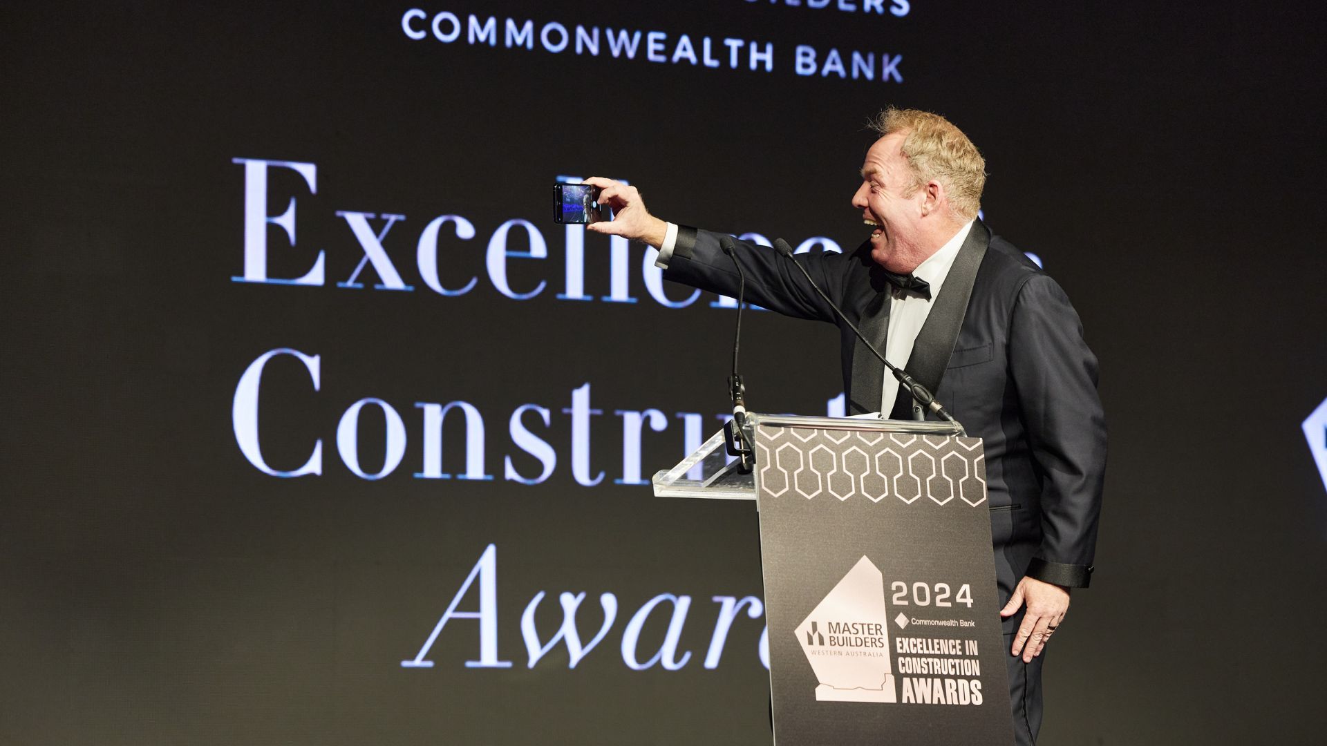 Pete Helliar hosting the Master Builders-Commonwealth Bank Excellence In Construction Awards